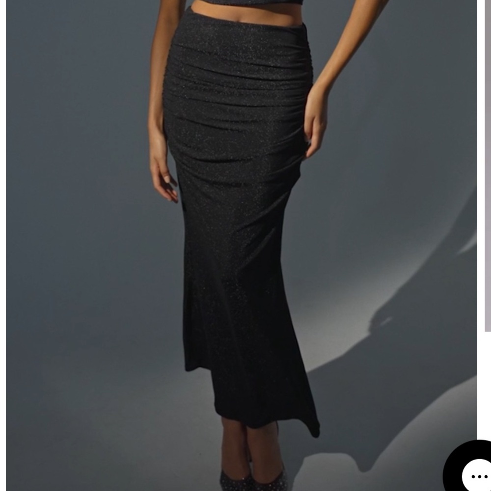 Glassy network shimmer maxi skirt